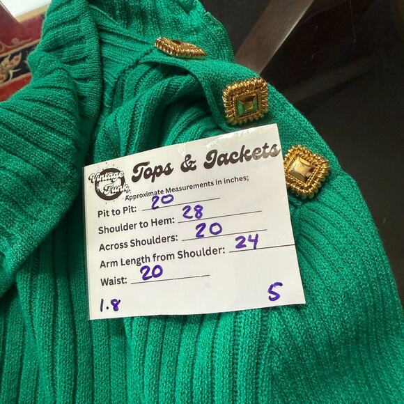 Vintage St. John Collection by Marie Gray Sweater Gold Button Teal Green Size M - Picture 10 of 13